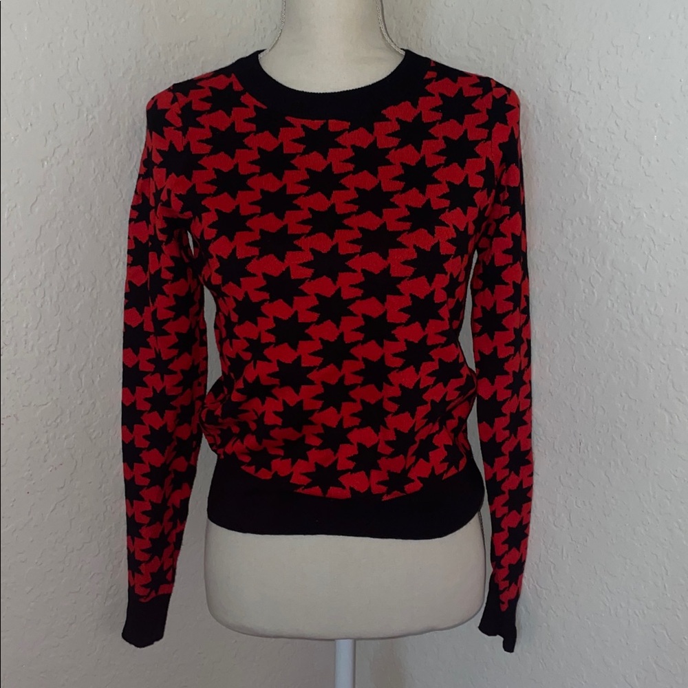 Chic Red and Black Women's Crew Neck Sweater